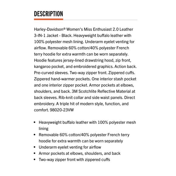 Harley Davidson 3 in 1 leather motorcycle jacket large NWT women's - Picture 3 of 14